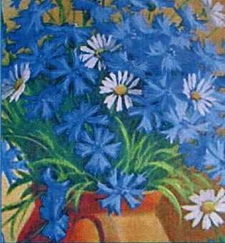 Вышивка лентами: "Васильки и ромашки" Вышивка лентами: "Васильки и ромашки"