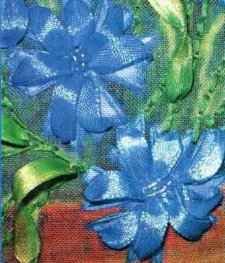 Вышивка лентами: "Васильки и ромашки" Вышивка лентами: "Васильки и ромашки"